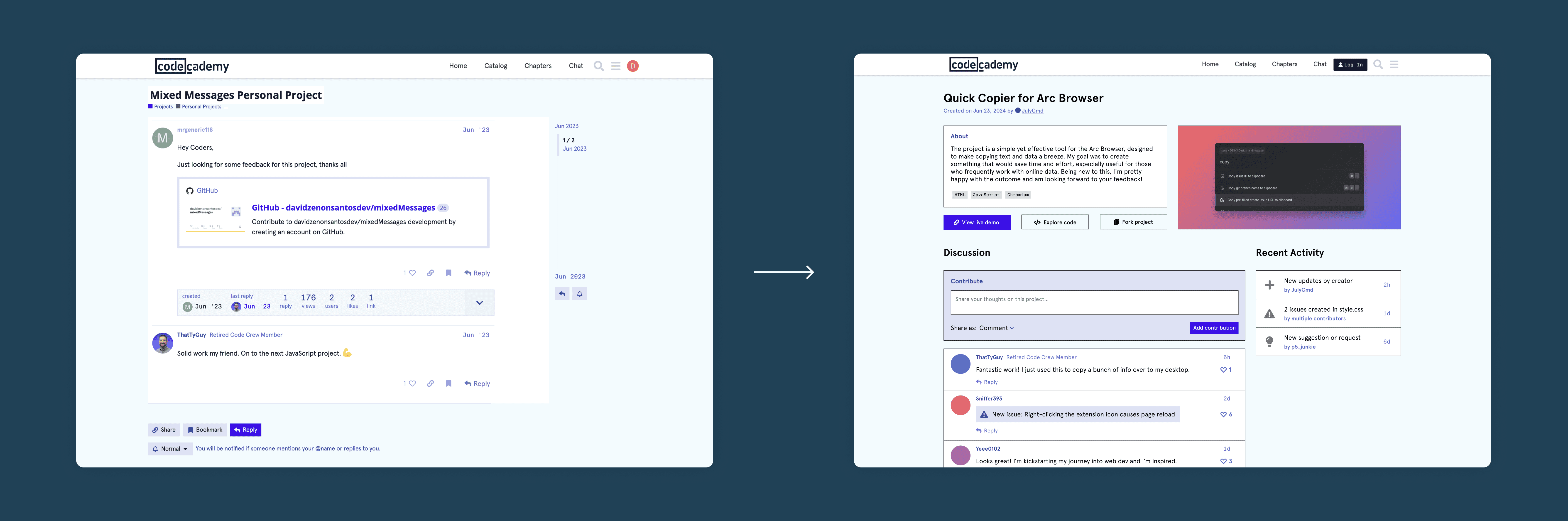 Comparison of Project Page