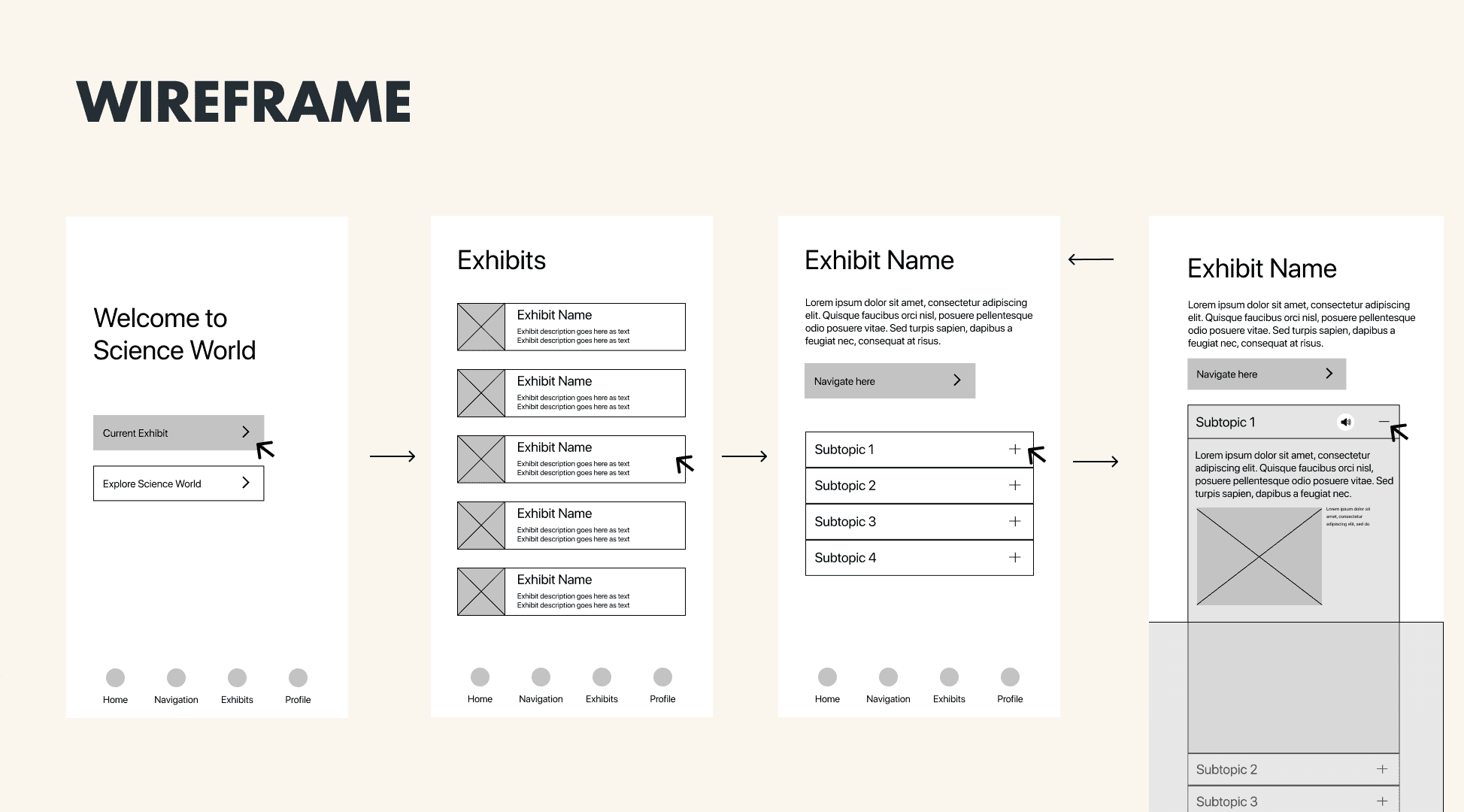 Wireframes for Flow #1