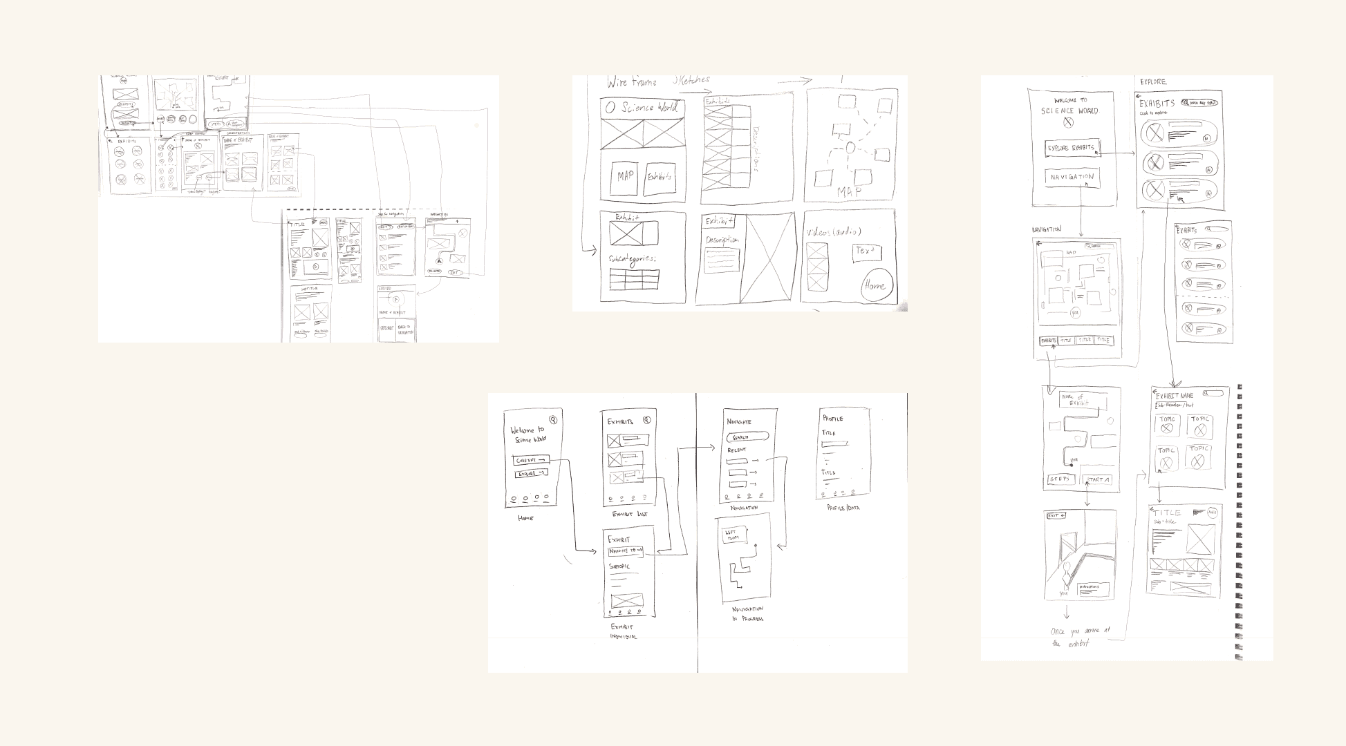 Sketches for the mobile app